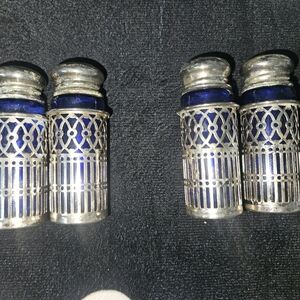 Vintage Blue and Silver Perfume Bottles